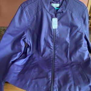Women Faux Leather Purple Jacket